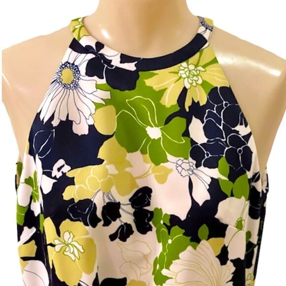 Vintage Handmade Spring Summer Floral Print Polyester Tie Halter Shift Dress - Picture 7 of 15